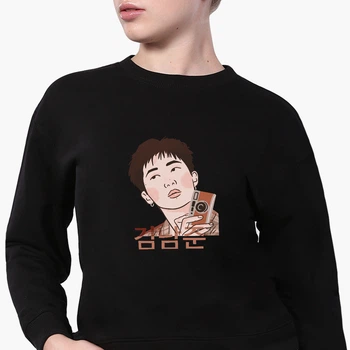 Свитшот для девочек Ким Намджун БТС (Kim Nam Joon BTS) (9509-3261-5) 122-128 см Черный