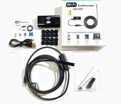 Эндоскоп по WiFi - бороскоп, мини камера для смартфона ЖЕСТКИЙ кабель HD 2 метра 8мм