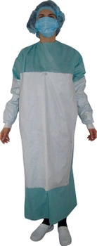 Стерильный хирургический халат Fapomed Усиленный одноразового использования СММС L Зеленый (GOW.1130 V)