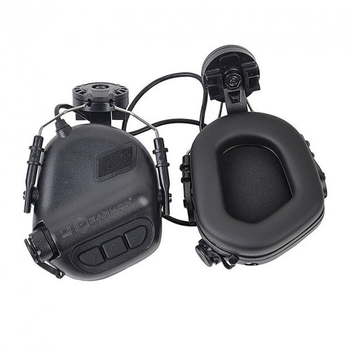 Активні навушники на шолом з гарнітурою Earmor M32H Black + Тангента, Кнопка PTT Z125 (15026ptt)