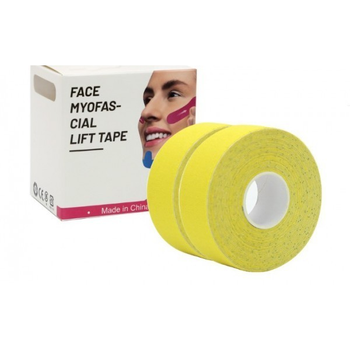 Тейп Кинезио 2,5 см, кинезиологическая лента для лица, Kinesiology Tape, 2,5 см, упаковка 2 шт, Желтый