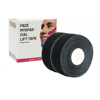 Тейп Кинезио 2,5 см, кинезиологическая лента для лица, Kinesiology Tape, 2,5 см, упаковка 2 шт, Черный