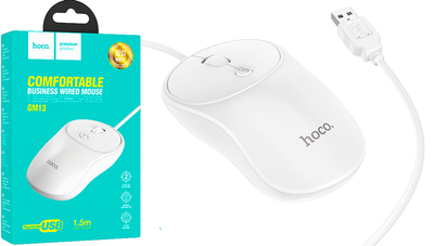 Компьютерная мышь проводная оптическая стильная Hoco GM13 Esteem business wired mouse White