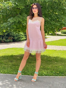 Женское льняное платье Poliit 8474 розовый 36