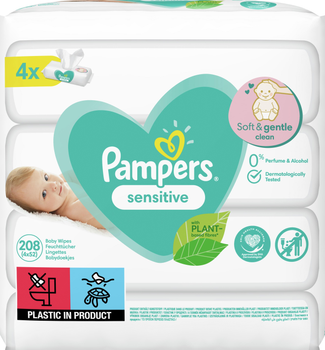 Chusteczki nawilżane dla niemowląt Pampers Sensitive 4x52 szt. (8001841062624)