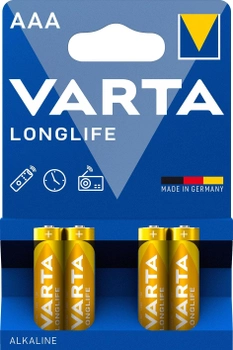 Батарейка Varta Longlife AAA BLI 4 Alkaline (04103101414) (4008496525072)