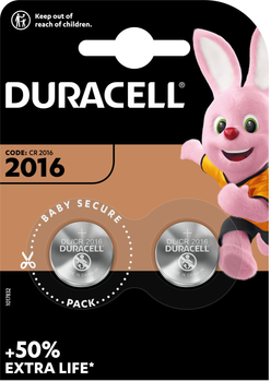 Specjalistyczna bateria pastylkowa litowa Duracell 2016 3V, (DL2016 / CR2016), 2 szt. (5000394045736)