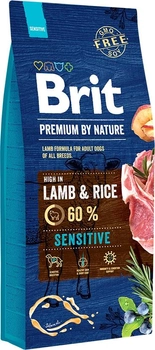 Sucha karma dla psów Brit Premium Sensitive Lamb z wrażliwym trawieniem o smaku jagnięcym 15 kg (8595602526642)