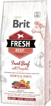 Сухий корм для цуценят та юніорів великих порід собак Brit Fresh Growth & Joints з яловичиною та гарбузом 12 кг (8595602530755)