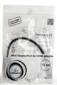 Adapter Cablexpert mini DisplayPort na HDMI 0,15 m Czarny (A-mDPM-HDMIF-02)