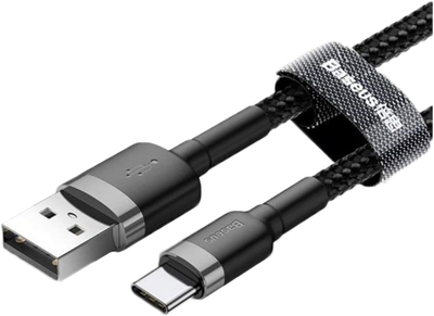 Кабель Baseus Cafule Cable USB for Type-C 3A 0.5 м Gray/Black (CATKLF-AG1)