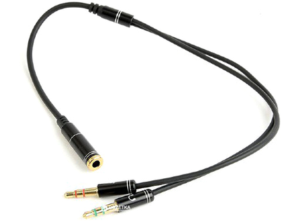 Кабель стерео аудіо Cablexpert CCA-418M 3.5 мм F - 2x3.5 мм M 0.2 м Black
