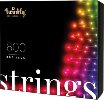 Girlanda LED Smart LED Twinkly Strings RGB 600, BT+WiFi, Gen II, kabel IP44 czarny (TWS600STP-BEU)