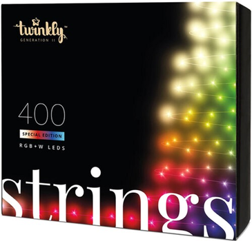 Світлодіодна Smart LED-гірлянда Twinkly Strings RGBW 400, BT + Wi-Fi, Gen II, IP44, кабель чорний (TWS400SPP-BEU)