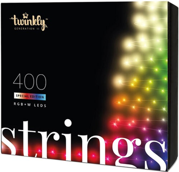 Girlanda LED Smart LED Twinkly Strings RGBW 400, BT+WiFi, Gen II, IP44, czarny kabel (TWS400SPP-BEU)