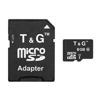 Карта памяти MicroSDHC 8GB UHS-I Class 10 T&G + SD-adapter (TG-8GBSD10U1-01)