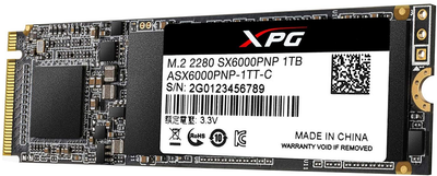 ADATA XPG SX6000 Pro 1TB M.2 2280 PCIe Gen3x4 3D NAND TLC (ASX6000PNP-1TT-C)