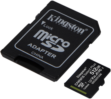 Kingston microSDXC 512 GB Canvas Select Plus Class 10 UHS-I U3 V30 A1 + adapter SD (SDCS2/512 GB)