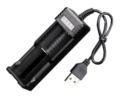 USB зарядное устройство 1 слот, для аккумуляторов 18650, 26650, 14500 и прочих с индикатором зарядки