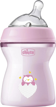 Пляшка для годування пластикова Chicco Natural Feeling Color 250 мл 2 м + Рожева (81323.10) (8058664153633)