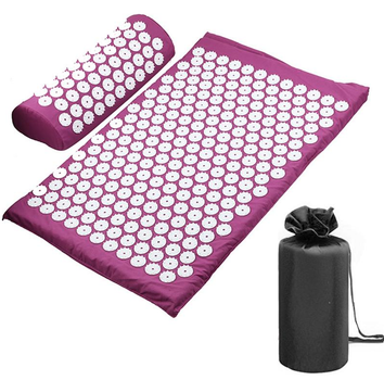 Ортопедичний масажний килимок для голка Acupressure mat з подушкою Фіолетовий +чохол