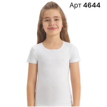 Футболка детская однотонная хлопок для девочки Baykar р 3 122-128 см 5-6 лет арт 4644-01 Белая