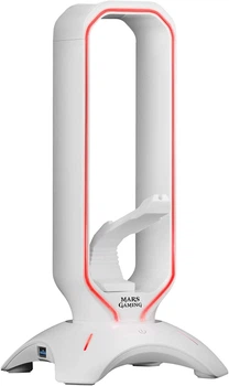 Подставка для игровой гарнитуры MARSGAMING MHHPROW с 2xUSB HUB+Bungee Mouse, белый