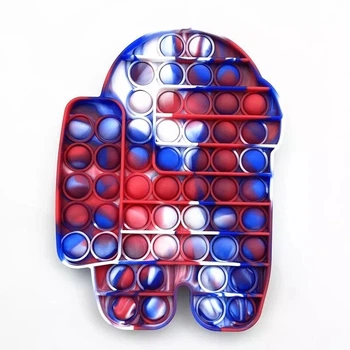 М'яка іграшка антистрес Push Pop it Поп іт Among Us Великий розмір 20х14см. нескінченна пупирка тактильна Розвиваюча Тренд 2021 Чоловічок Червоний