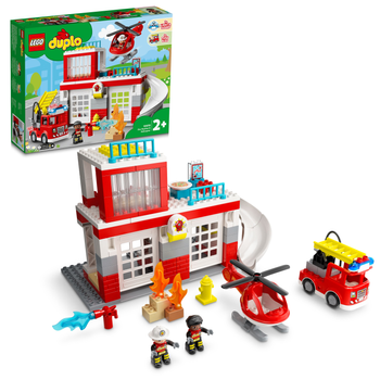 Zestaw klocków LEGO DUPLO Town Remiza strażacka i helikopter 117 elementów (10970)