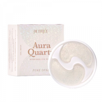 Гидрогелевые патчи с протеинами жемчуга и пудрой опала Petitfee Aura Quartz Hydrogel Eye Mask Pure Opal