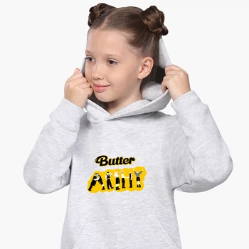 Детский худи БТС (Butter BTS) Светло-серый меланж (9298-3274) 152 см