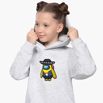 Дитячий худі Амонг Ас Бравл Старс Поко (Among Us Brawl Stars Poco) Світло-сірий меланж (9298-2591) 164 см