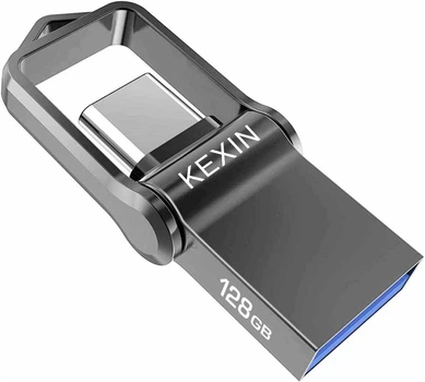 KEXIN 128GB USB C Флеш-накопитель 3.0 OTG Pen Drive Type C USB-накопители Водонепроницаемый USB-флеш-накопитель Type-C Pen Stick Металлические USB-накопители для USB C Смартфон Планшетный ПК Автомобиль ТВ Черный