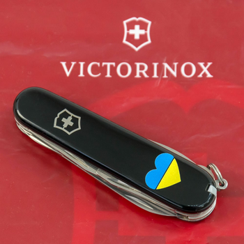 Нож складной 91 мм, 14 функций Victorinox CLIMBER UKRAINE Черный/Сердце сине-желтое