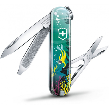 Нож складной с чехлом 58 мм, 7 функций Victorinox CLASSIC LE "Deep Dive"