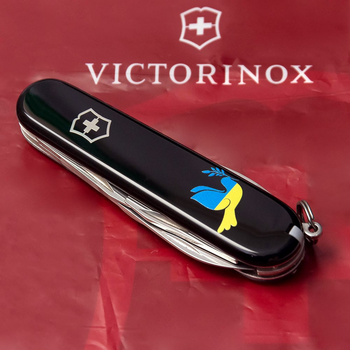 Ніж складаний 91 мм, 12 функцій Victorinox SPARTAN UKRAINE Чорний/Голуб світу синьо-жовтий