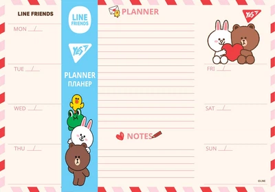 Настольный планер YES Line Friends 30 х 21 см 52 листа (252177)