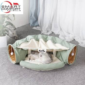 Домик для кота Smart Comfort Animals GX-77 оливковый игровой комплекс домик для кошки, с секретным туннелем и спальным местом,