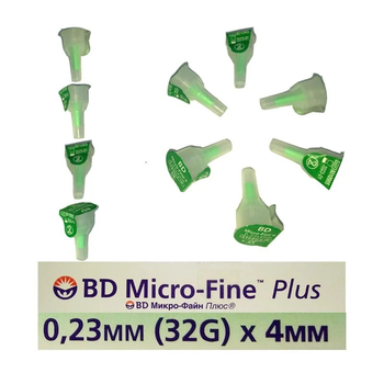 Голки 4 мм для шприц-ручок інсулінових - BD Micro-Fine Plus 32G, 1 шт