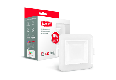 Умный светильник точечный Maxus 9W (сменные яркость и цвет) квадрат