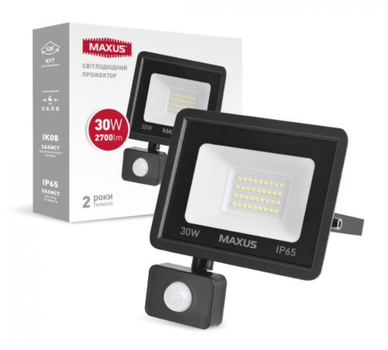 Прожектор з датчиком руху MAXUS FL-04 30W 5000K sensor