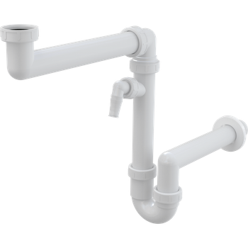 Сифон для кухонной мойки ALCAPLAST впуск 1 1/2" выпуск горизонтальный белый A872P