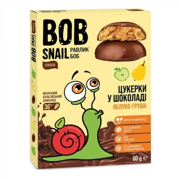 Цукерка Bob Snail Равлик Боб Яблуко Груша в молочному шоколаді 60 г (4820219341604)