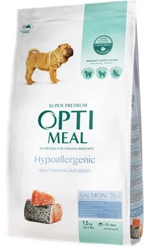 Сухий гіпоалергенний корм для собак Optimeal Dog Adult Medium and Large Breeds Hypoallergenic зі смаком лосося 12 кг