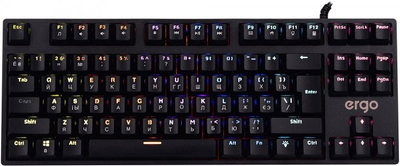 Клавіатура дротова з підсвічуванням 12 режимів Ergo KB-915 TKL USB Black