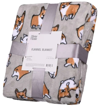 Плед Ardesto Flannel 160х200 см серый с собачками корги ART0109PB