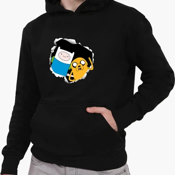 Детский худи Время приключений Фин и Джейк пес (Adventure Time Finn & Jake the dog) Черный (9298-1581-10) 164 см