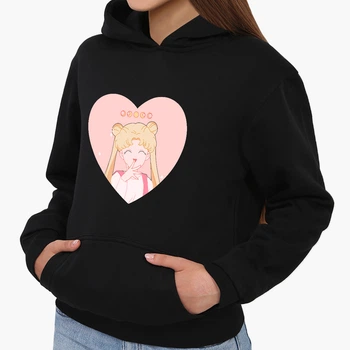 Детский худи Сейлор Мун Луна Кошки (Sailor Moon anime Cats) Черный (9298-2922) 164 см