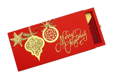 Gift box Christmas shine червоний Листівка з конвертом з Новим роком