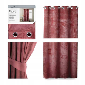 Штора блек-аут на люверсах AmeliaHome Velvet 140 х 245 см (13050716702) рожевий